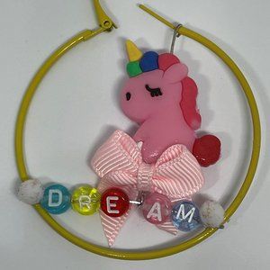 Yellow & Pink "DREAM" Hoops